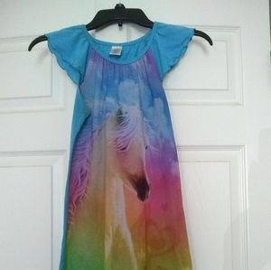 Girl's blue short sleeve nightgown